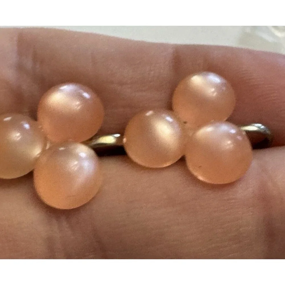 Vintage Pink Lucite Cluster Screwback Earrings 0.5 Inch